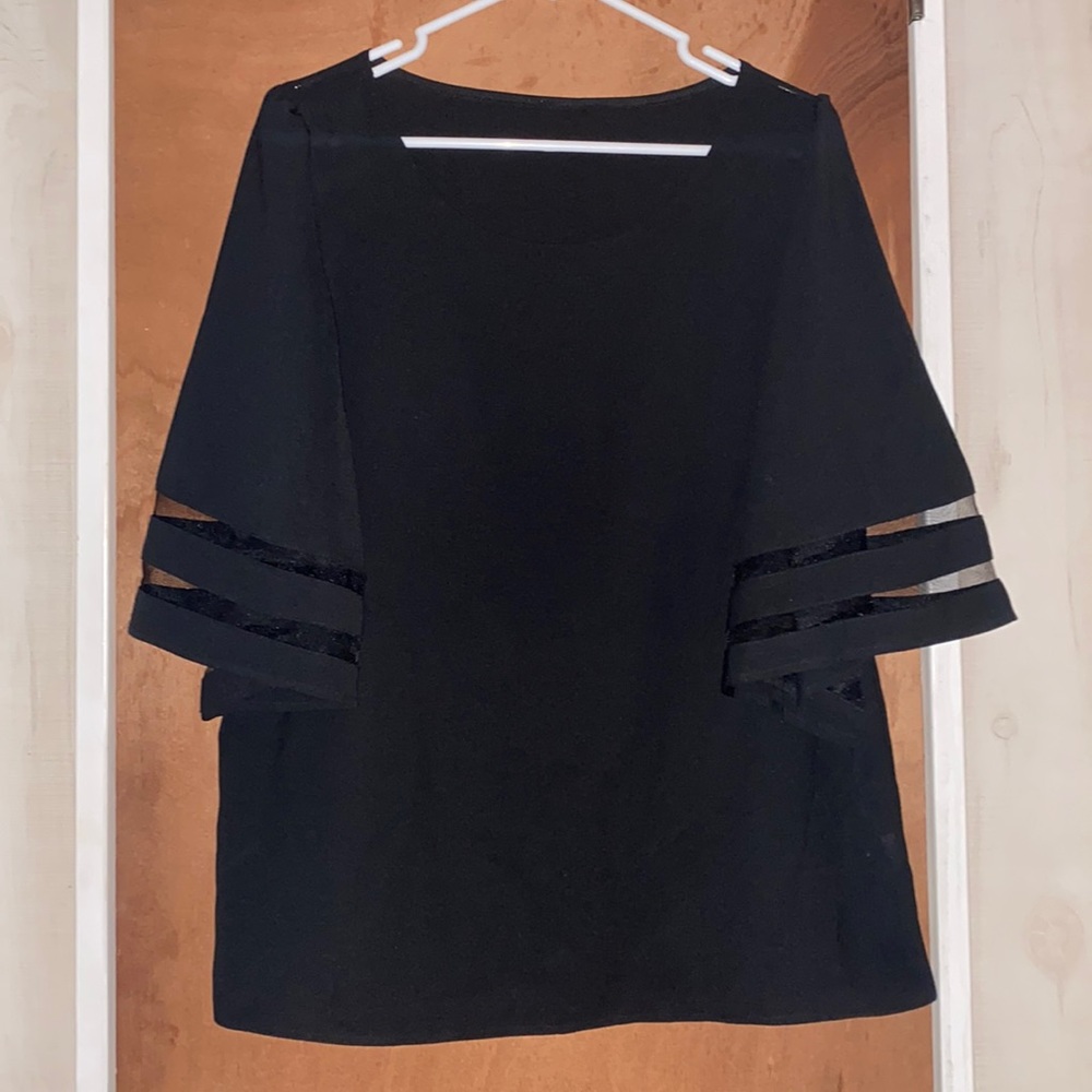 Large Black Sheer Mesh Blouse